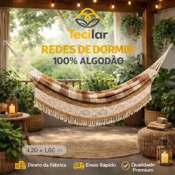 Rede de Dormir Casal 4,20X1,60m | Confortável e Resistente | Ideal para Descanso | Direto da Fábrica