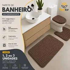 Tapete de Banheiro Luxo Canelado e Ondulado Antiderrapante | Kit 1, 2 e 3 Peças | Super Absorvente