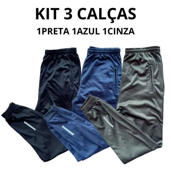 Kit 3 Calças Masculina Jogger Chimpa Slim-Fit Treino, Academia, Passeio