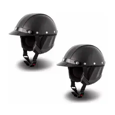Kit 2 Capacetes Pro Tork Coquinho Custom Vintage Retro Couro Moto Scooter Bike Elétrica Tamanho Único