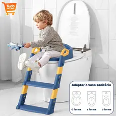 Assento Redutor Infantil com Escada/Altura Ajustável e Base Antiderrapante com Almofada Confortável