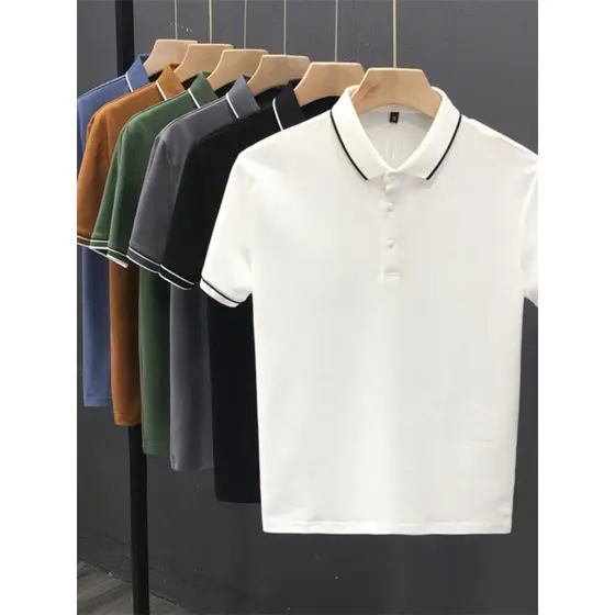 Verão masculino de manga curta lapela camiseta masculina na moda cor sólida camiseta POLO masculina meia manga Casual to