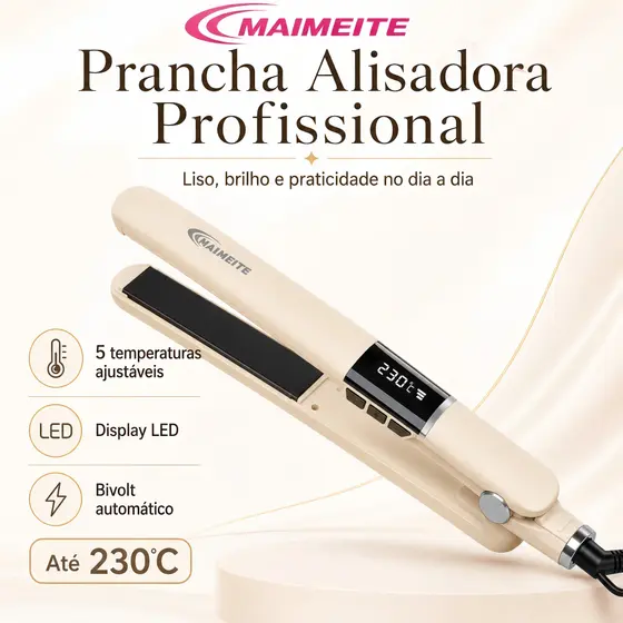 MAIMEITE Alisador de Cabelo Profissional Bivolt Aquecimento Rápido 230°C Anti-Frizz