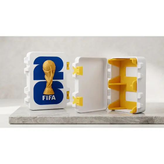 Caixa Porta Figurinhas Copa do Mundo Case Estojo Organizador Com 2 Divisórias BRANCO VERDE  AMARELO