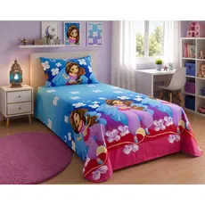 Kit Lençol Infantil Com Porta Travesseiro 2Pçs Solteiro Menina Menino