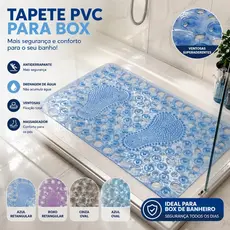 Tapete PVC Box Banheiro Antiderrapante Ventosa Oval ou Retangular