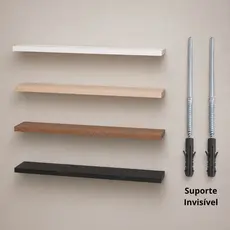 Kit Prateleiras em MDF Parede Sala Quarto Cozinha 15x40/60/80 Suporte Invisível Branca Cru Rustica Preta Alta Qualidade