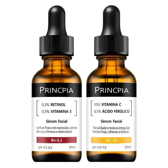 Serum Facial Antissinais Dia e Noite c/ Vitamina VC-10 + Sérum Retinol Rn-0,3