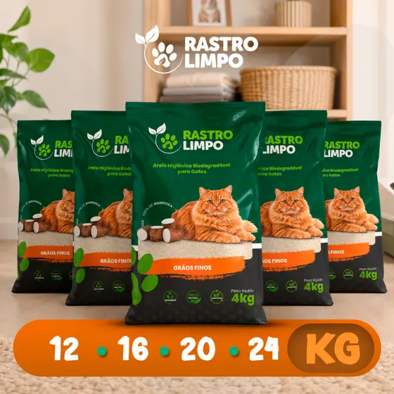 Areia 12 a 24kg Biodegradável Gato Grãos FINOS Rastro Limpo Mandioca Torrão Firme Sem Poeira