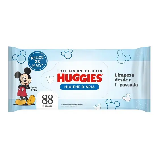 TOALHA UMEDECIDA HUGGIES HIGIENE DIÁRIA 88 UNIDADES