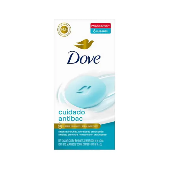 SABONETE DOVE BARRA COM 6X90GR CUIDADO ANTIBAC ESPECIAL