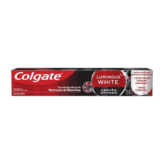 Creme Dental Colgate Luminous White 140gr Carvao Ativo Especial