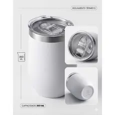 Copo Térmico Ovo Cuia 360ml - Durável, Sem Suor, Tampa Acrílica