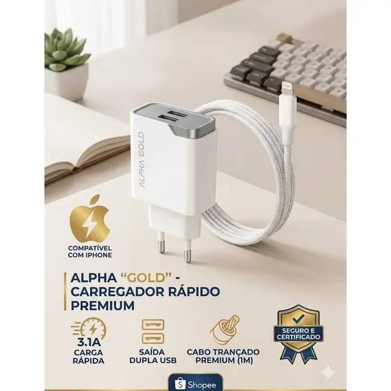 Carregador Completo  (Caixinha + cabo) USB- Iphone iOS