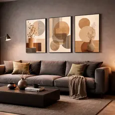 Kit 3 Quadros Decorativos De Parede Geométricos Moderno 50X90 Sala Quarto Cozinha Escritorio