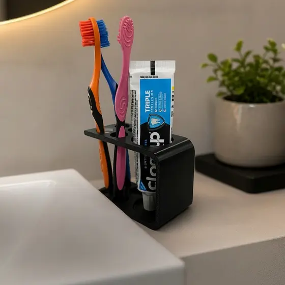 Suporte Porta Escova E Pasta De Dentes Acessório Organizador De Banheiro Moderno