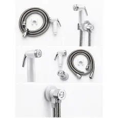 Ducha Higiênica Cromada e Branca Completa com Gatilho e Registro 1/4 de Volta