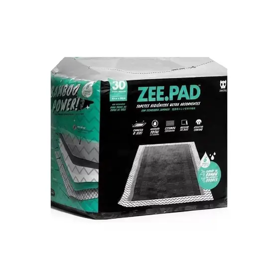Tapete Higienico Zee.Pad Preto Zeedog para Cães 80x60cm 30 unidades