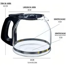 Jarra de Vidro Preto Mistral 36 Xícaras Compatível com Cafeteira Oster