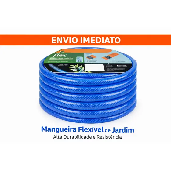 Mangueira de Jardim Azul Flexível e Resistente com Esguicho e Engate Rápido 5m 10m 15m 20m 25m 30m 50m