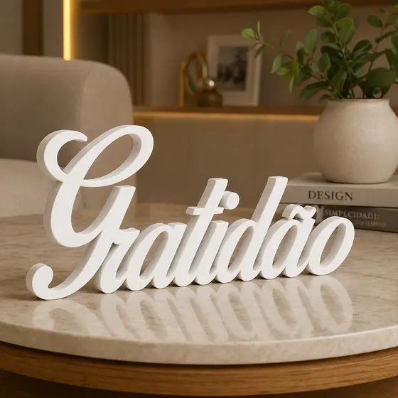 Letreiro Decorativo Gratidão - Decoração Moderna para Sala Quarto Mesa Presente Criativo Minimalista
