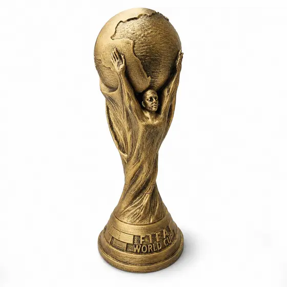 Taça Copa Do Mundo FIFA 2026 Vintage Decorativa Ouro Envelhecido Decoração Futebol Luxo