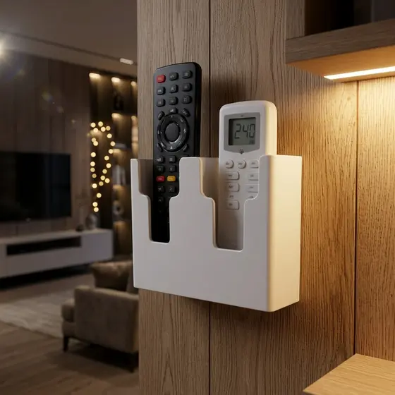 Suporte De Parede 2 Divisórias Porta Controle Remoto Universal Ar Tv Ventilador C/ Furo + Parafusos