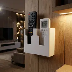 Suporte De Parede 2 Divisórias Porta Controle Remoto Universal Ar Tv Ventilador C/ Furo + Parafusos