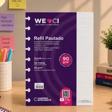 Refil A4 Caderno Inteligente Original Grande 11 Discos 50 Folhas Pautado Reposicionáveis 90g/m²