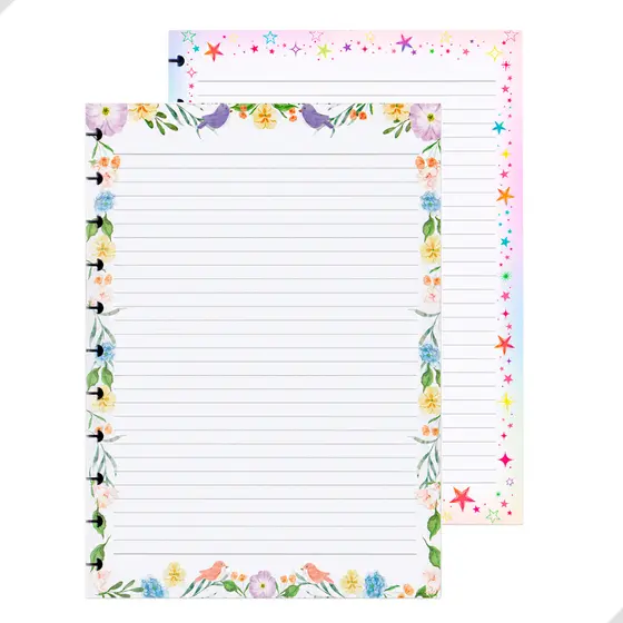 Refil 160 Folhas Decorada A4 Caderno Inteligente Folhas Pautadas 11 Discos Material Escolar