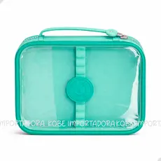Estojo Transparente Organizador Grande com Divisória e Alça 12 Elásticos para Lápis Escolar