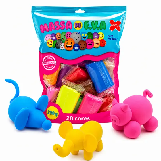 Massa de EVA 20 Cores Vibrantes Massinha de Modelar 250g para Arte Escolar Artesanato Infantil