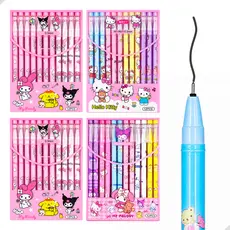 Kit 12 Canetas Apagáveis Turma Da Hello Kitty Gel Infantil Ponta Fina Divertida Material Escolar
