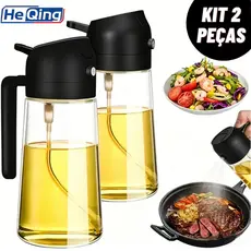 Kit 2 Frascos de Spray Garrafa Pulverizador Multiuso de Azeite de Oliva Vinagre 450ml Com alça