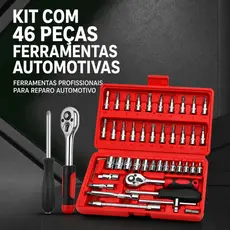 Kit De Ferramentas 46 Peças Jogo De Soquetes Chave Catraca Reversível Com Maleta Jogo De Ferramentas Completo mini