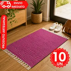Kit Tapete 10 Unidades Reforçados Tear Grande 75x50 cm Porta Cozinha Artesanal Alto Padrão