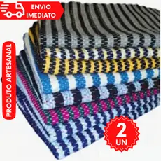 Kit Tapete Reforçado Grande Porta Cozinha 75x50 cm Zebra Artesanal Tear Malhas Primeira Linha