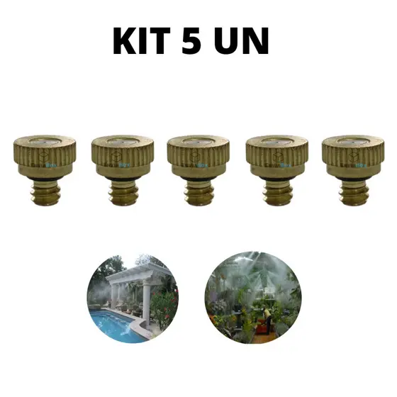Kit 5 Bico Nebulizador Aspersor Nevoa Irrigação Jardim Horta Metal 0.03mm Rosca