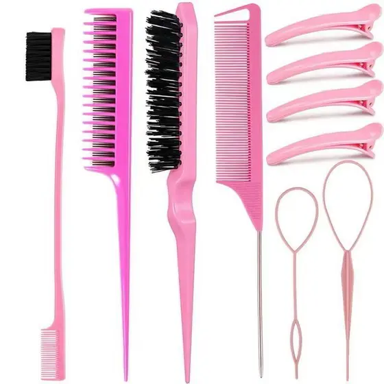 10pcs Conjunto De Pente Para De Cabelo Escova Triplo Rabo De Rato Ferramentas Ra