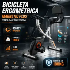 Magnetic Bicicleta Spinning Ergométrica 5 em 1 Bluetooth 16 Resistências 180kg Profissional Dobrável