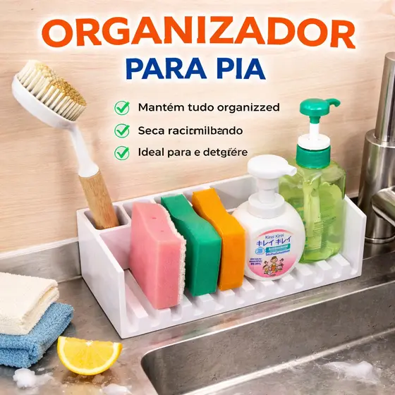 Organizador Para Pia Suporte Para Utensílios De Cozinha Porta Detergente Esponja Escova Utensílios P Pia Porta Esponja