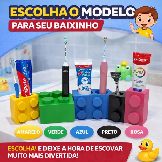 Suporte Escova Elétrica Porta Escova Estilo Lego Organizador Banheiro Moderno Suporte Higiene Premium