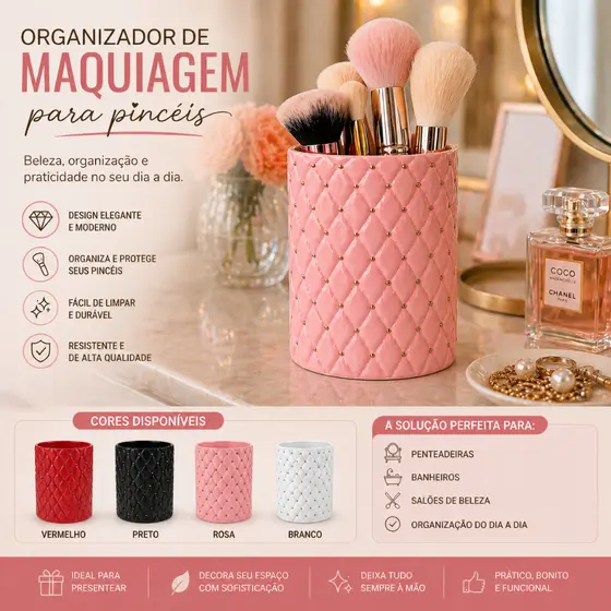 Organizador de Maquiagem Porta Pincéis Porta Pincel Decorativo Bancada Penteadeira Banheiro organizador Maquiagem pincel