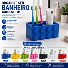 Porta Escovas De Dente Organizador Banheiro Estilo Lego Porta Creme Dental Suporte Escova Multifuncional Decorativo Mode