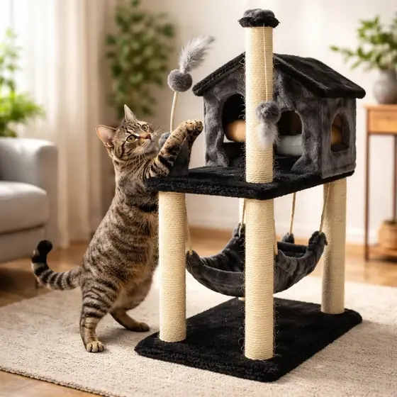 Arranhador Casa Rede Gato Pet Playground Gato Rede Cama Toca