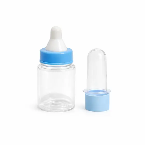 Kit 20 Lembrancinha Chá de Bebê 10 Tubete 8cm e 10 Mini Mamadeira Chá Revelação Nascimento