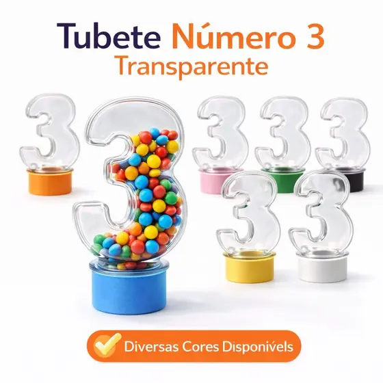 Baleiro Tubete 3 Festa Kit Lembrancinha Numeral 3 Tres Luxo Infantil Numero Tubetes