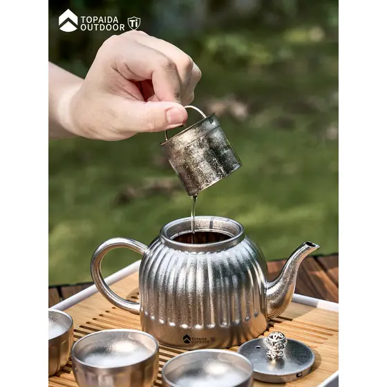Bule de titânio puro flor chaleira chá conjunto chá xícara com filtro ferver liga titânio conjunto doméstico cristal ebu