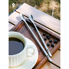 Colher de agitação com cabo longo de titânio puro, haste de agitação especial, colher pequena, colher de café, colher es