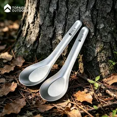 Colher de fundo plano de titânio puro colher de comer titânio puro pequena colher de sopa doméstica colher de Congee tal